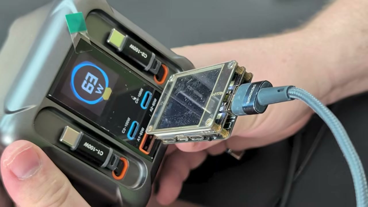 Тест USB-A ASOMETECH — приблизно 63 Вт